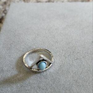 Silver Triangle Ring with Turquoise Stone